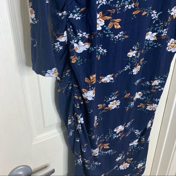 Time And Tru Women's Navy Blue Floral Print Semi-Fitted Maternity Dress Size M - Picture 8 of 12